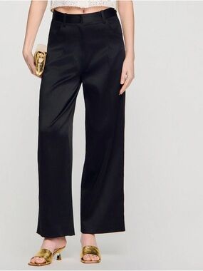 SANDRO SATIN-EFFECT WIDE-LEG TROUSERS SIZE 34